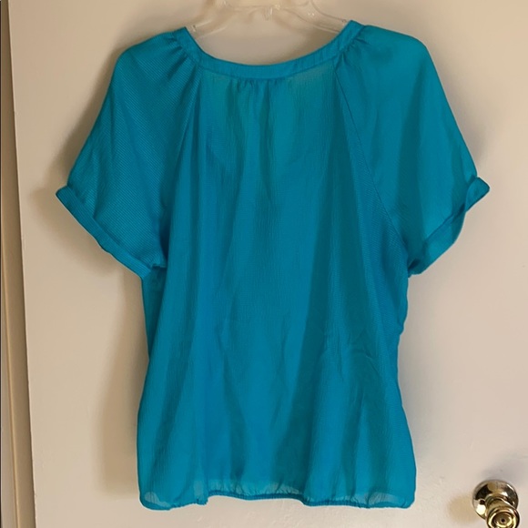 St John’s Bay Turquoise sheer blouse - Picture 5 of 5